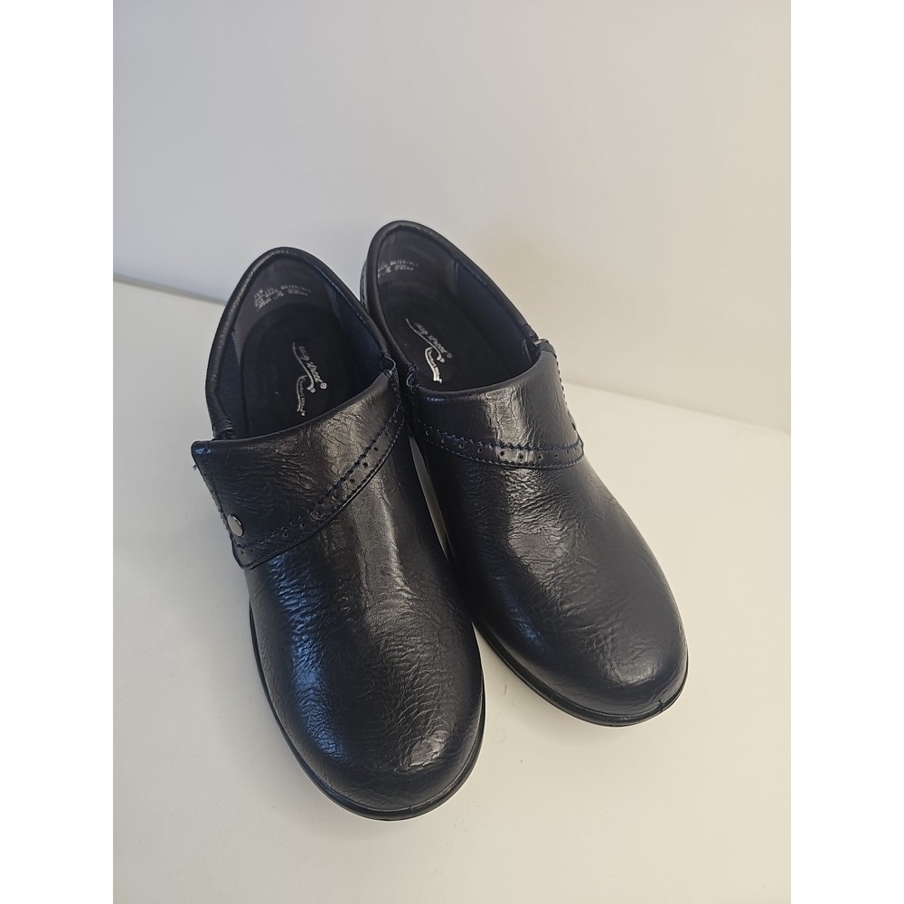 Easy Street Boots Womens  Darcy Casual Side Zip Heeled Low Ankle Bootie Navy 7.5